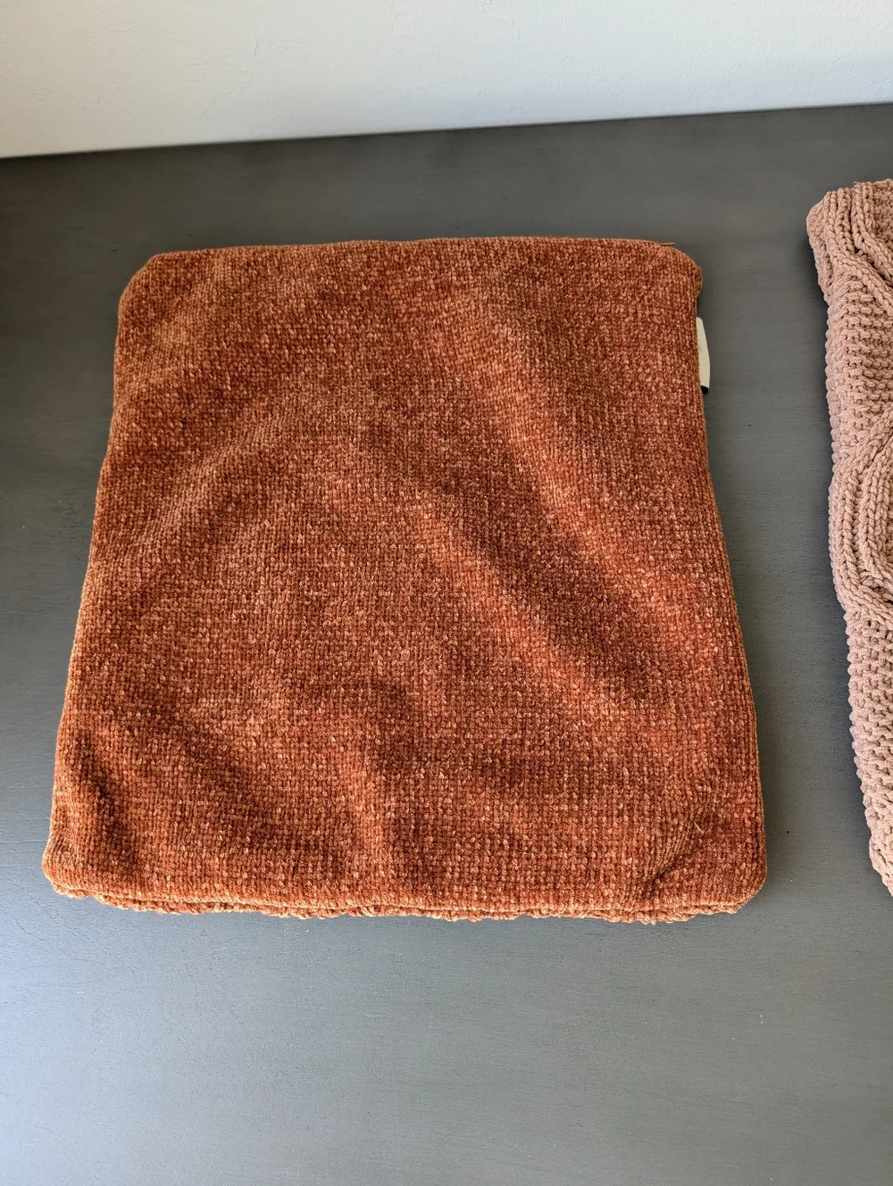 Magaschioni Textured Knit Pillow Covers Rust Blush Set Of 2 Chenille Stretch Zip
